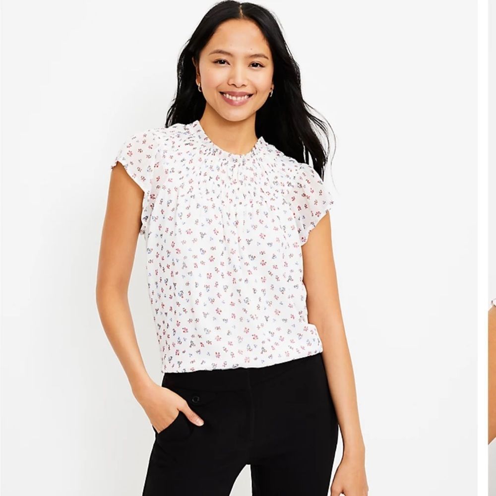 Floral Smocked Flutter Top